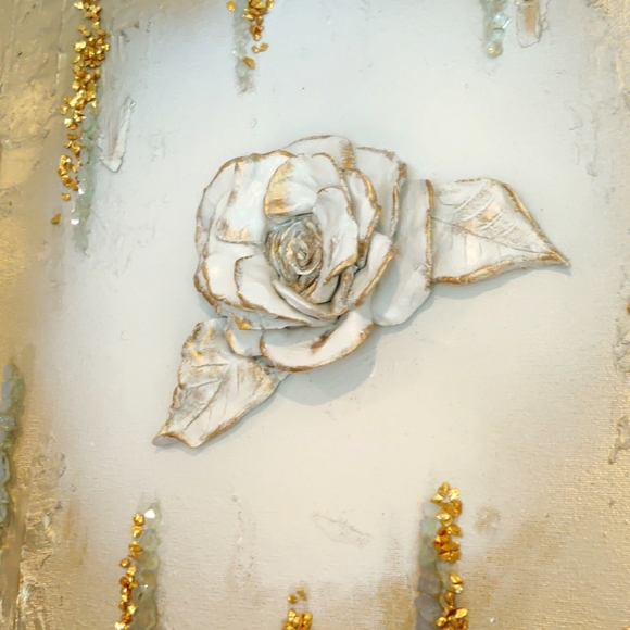 Original Polymer Clay Flower Gold Painting - Picture 3 of 6